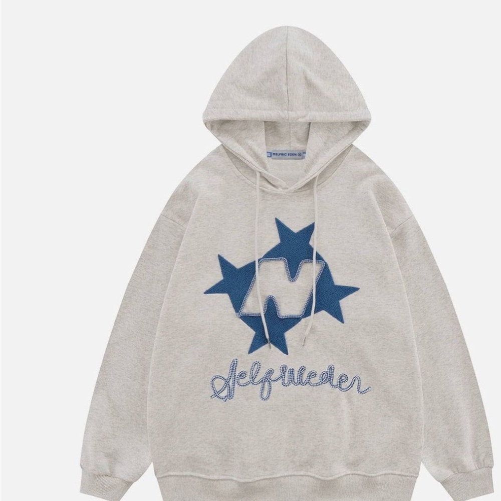 Aelfric Eden Gray Hoodie with Blue Star Motif